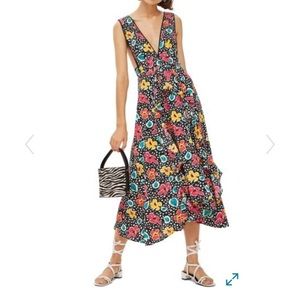 Topshop floral pinafore midi dress